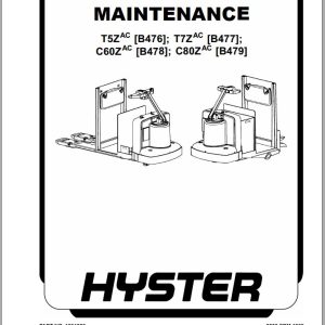 Hyster Forklift Class 3 Electric Motor Hand Trucks B476 T5ZAC Service Manuals 1