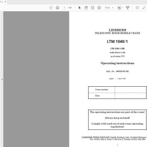 Liebherr LTM 1040 1 Operating Instructions 1