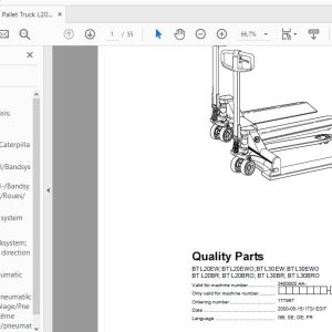 BT Pallet Truck L20EWL20EWOL30EWL30EWOL20BRL20BROL30BRL30BRO 2400000AA Quality Parts177967 1