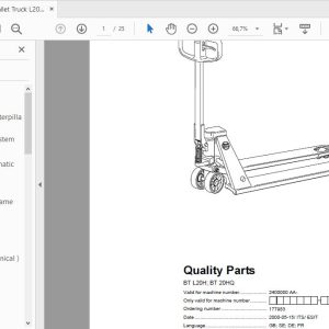 BT Pallet Truck L20HL20HQ 2400000AA Quality Parts177983 1