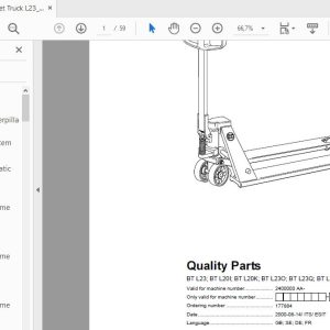 BT Pallet Truck L23L20IL20KL22OL22QL23U 12 2400000AA Quality Parts177884 1