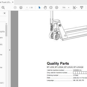 BT Pallet Truck L23XL23QXL23VXL23UQX 2430800AA Quality Parts177960 1