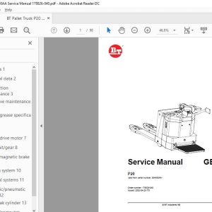 BT Pallet Truck P20 364690AA Service Manual 178826 040 1