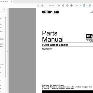 CAT 908H Wheel Loader MXF1 UpCJS1 Up SEBP4582 Parts Manual 1