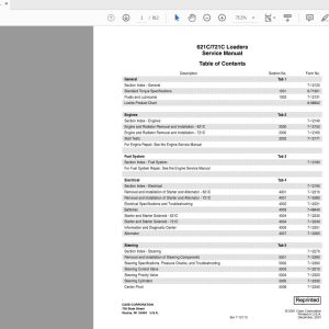 Case Wheel Loader 621C721C Service Manual Bur 7 12073R0 1