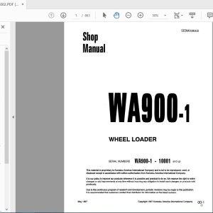 Komatsu Wheel Loader WA900 1 10001 and up Shop ManualSEBM008002 1