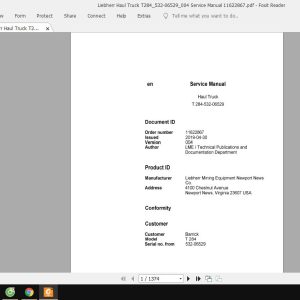 Liebherr Haul Truck T284532 06529004 Service Manual 11622867 1