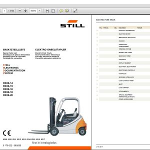 Still Steds Forklift Truck Electric RX20 All Series 2019 Spare Parts Catalog  EN 1