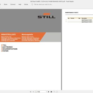 Still Sted Forklift 171974 0407 MAINTENANCE PARTS 1