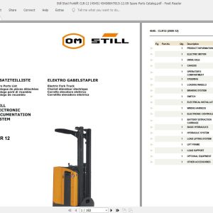 Still Sted Forklift CLR 12 4545 45458047815 1209 Spare Parts Catalog 1XBLK