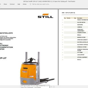 Still Sted Forklift COP L07 1062 45408047803 1215 Spare Part Catalog 1