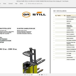 Still Sted Forklift CSRi 12 ACCSRi 16 AC 4548 45488047800 0608 Spare Parts Catalog 1