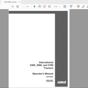 Case IH Tractor 3388 3588 3788 Operators Manual1096188R4 1