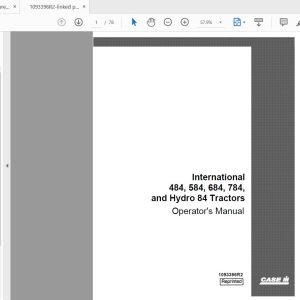 Case IH Tractor 484584684784 Hydro 84 Tractors YEAR 1978 Operators Manual1093396R2 1