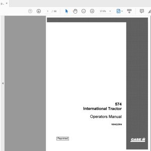 Case IH Tractor 574 International Operators Manual1084225R4 1