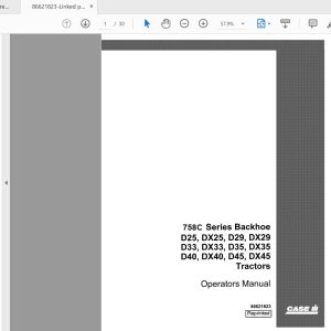 Case IH Tractor 758c Series Backhoe Attachment for DDX Operators Manual86621823 1