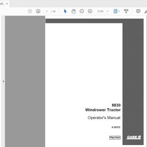 Case IH Tractor 8830 Windrower PIN Cfh00101001 Later Operators Manual9 25372 1