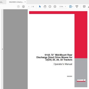 Case IH Tractor 914A 72 Mid Mt Rear Dir Drive For DX25 29 33 Operators Manual86620800 1