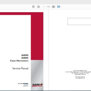 Case IH Tractor A8000 A8800 Cane Harvesters Service Manual84220561 1