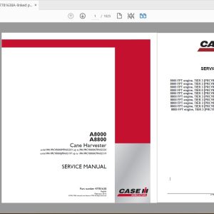 Case IH Tractor A8000 A8800 Cane harvester Service Manual47781638 1