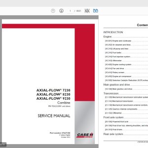 Case IH Tractor Axial Flow 7230 8230 9230 COMBINES Service Manual47627350 1