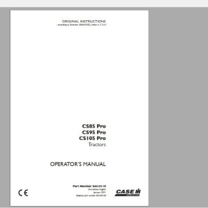 Case IH Tractor CS85 95 105 Pro Operators Manual84410118 1