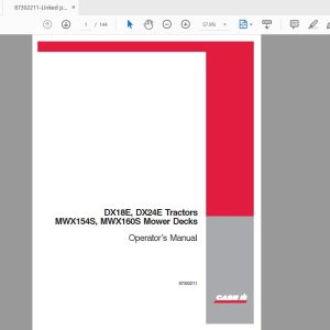Case IH Tractor DX18E DX24E Tractors MWX154S MWX160S Mower Decks Operators Manual87302211 1
