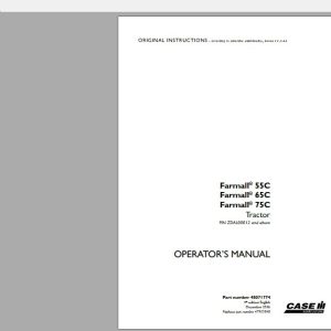 Case IH Tractor Farmall 55C 95C 75C Operators Manual 48071774 1