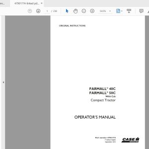 Case IH Tractor Farmall® 40C Farmall® 50C With Cab Operators Manual47901774 1