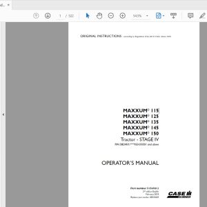 Case IH Tractor MAXXUM 115125135145150 Stage IV Operators Manual51549012 1