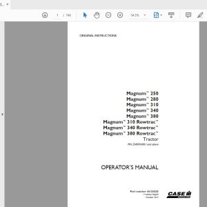 Case IH Tractor Magnum 250280310340380Magnum 310340380 Rowtrac Operators Manual48158555 1