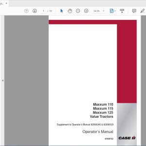 Case IH Tractor Maxxum 110115125 Value Supplement Operators Manual87638722 1