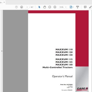 Case IH Tractor Maxxum 110120130115125140 Multi Controller Operators Manual84239800 1
