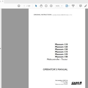 Case IH Tractor Maxxum 110120130115125140 Multicontroller Operators Manual47897134 1