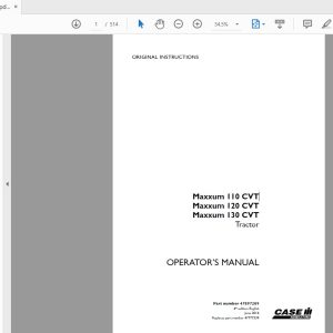 Case IH Tractor Maxxum 110 CVT120 CVT130 CVT Operators Manual47897209 1
