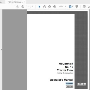 Case IH Tractor Mccormick 15 Tractor Plow Operators Manual1011684R2 1