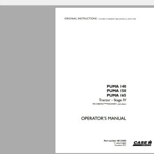 Case IH Tractor Puma 140 150 165 Tractors Stage IV Operators Manual48133605 1