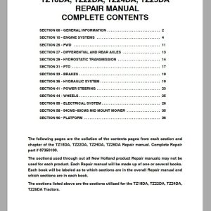 New Holland Compact Tractor TZ18DA TZ22DA TZ24DA TZ25DA Repair Manual87350100 1