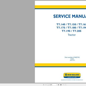 New Holland Tractor T7140 150 165 175 180 190 195 205 Service Manual 1