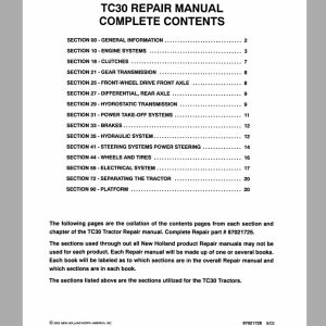 New Holland Tractor TC30 Repair Manual87021725 1