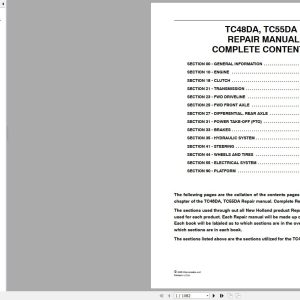 New Holland Tractor TC48DA TC55DA Repair Manual87357371 1
