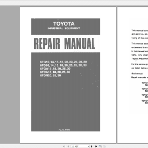 Toyota Forklift 6FG FGA FD FDA FDM10 30 Industrial Equipment Repair Manual 1