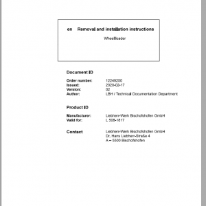 Liebherr Wheel Loader L508 G60 D 1817 Removal Installation Instructions 1