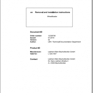 Liebherr Wheel Loader L524 G50 D 1557 Removal Installation Instructions 1