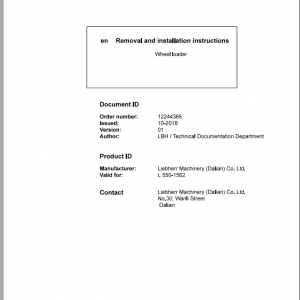 Liebherr Wheel Loader L550 G50 D 1562 Removal Installation Instructions 1