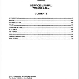 Ag Chem SA 984 1184 984H 1184H RoGator Chassis Service Manual79033846A 1