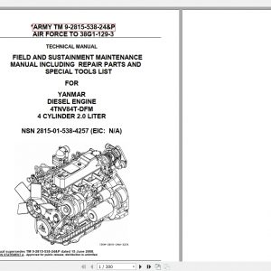 Yanmar Diesel Engine 4TNV84T DFM 4 Cylinder 20 Liter Technical Manual 1