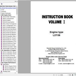 MAN BW Diesel Engine L27 L38 Instruction Book 1