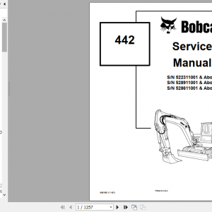 Bobcat Excavator 442 Service Manual 6901801 1