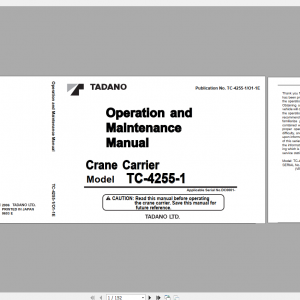 Tadano Crane Carrier TC 4255 1 TC 4255 1 00200 Operation Maintance Manual 1